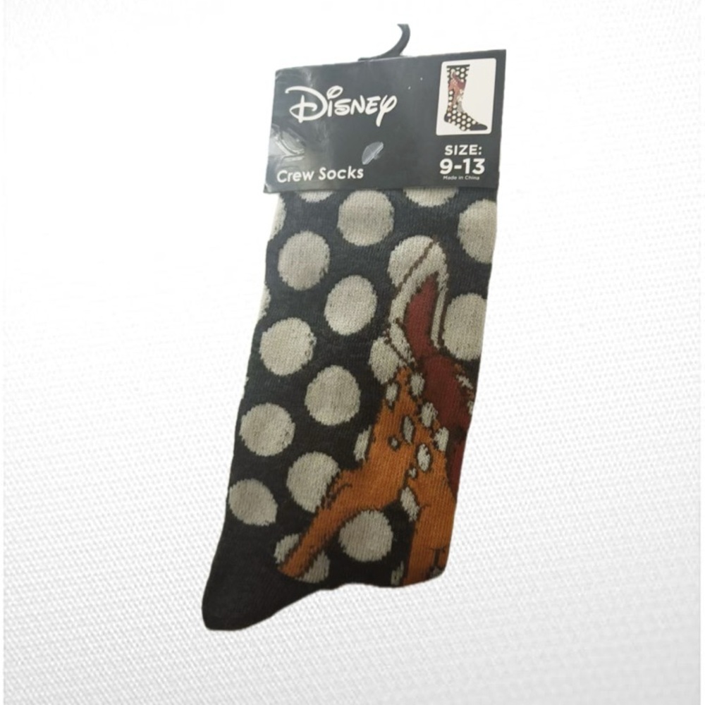 Disney Bambi Polka Dot Crew Socks - Black, Cream & Brown